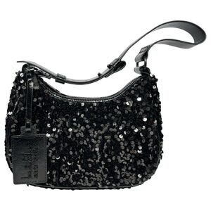 Nicole Miller Black Sequin Shoulder Bag Evening Purse